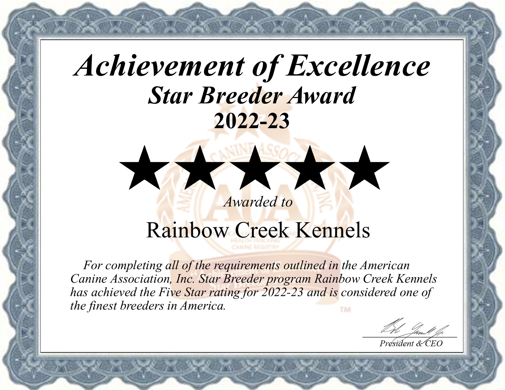 Rainbow, creek, kennels, dog, breeder, rainbow-creek, dog-breeder, south butler, ny, new york, for, sale, puppies, puppy, pups, inspected, inspection, star breeder certificate 2020-21